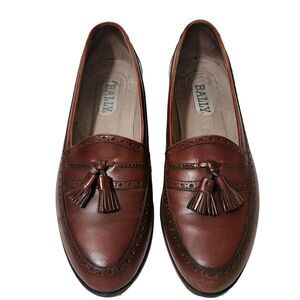 Vintage Bally Mens Leather Loafers Shoes Brown Tasseled Size 8.5D
